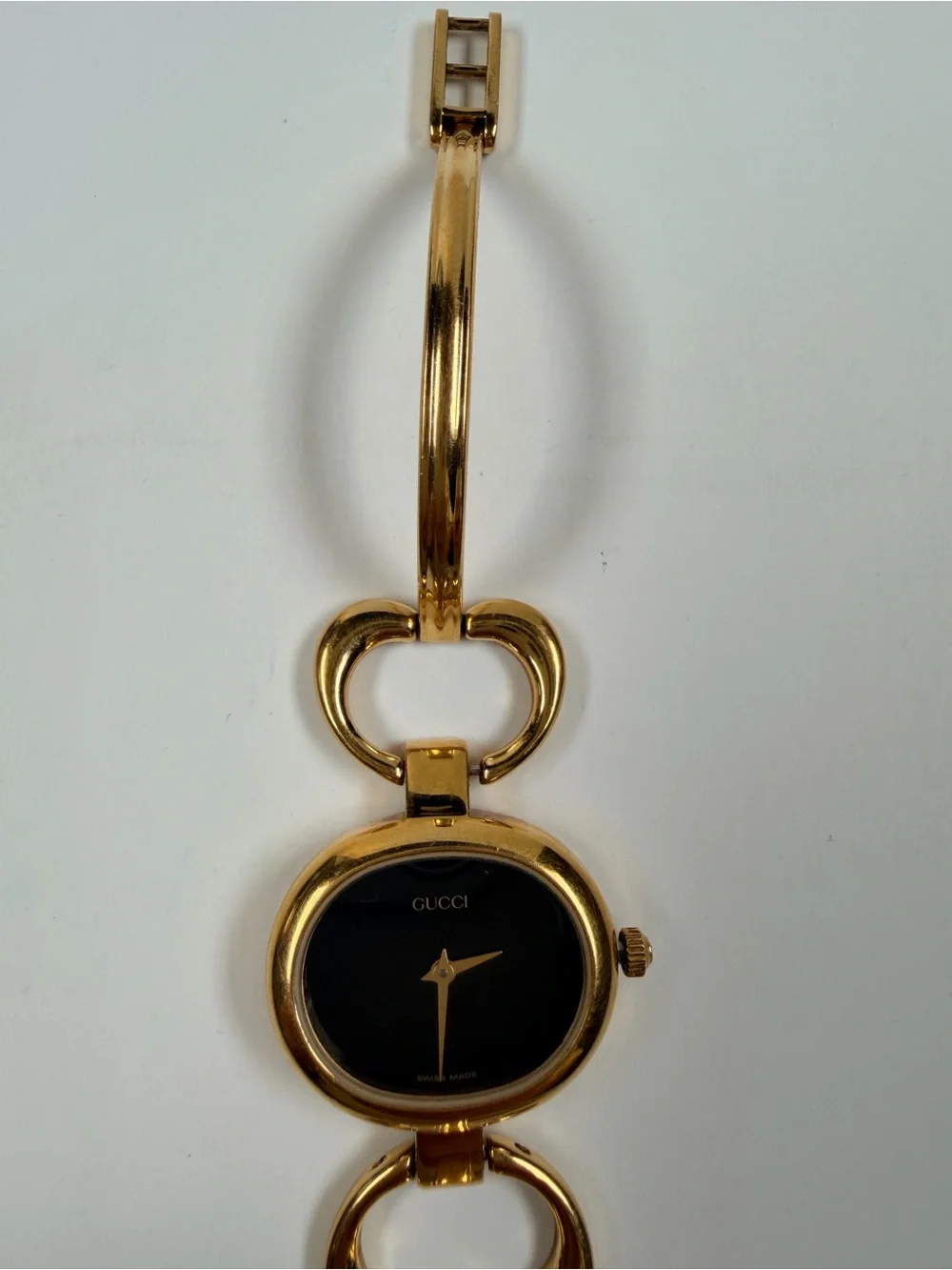 Gucci Gold-Tone Bracelet / Bangle Watch with Black Dial